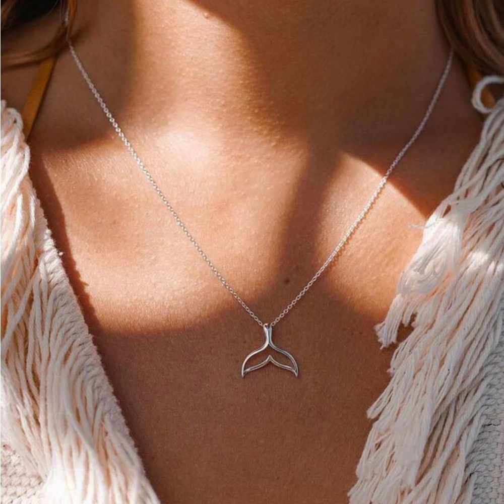 Mermaid Tail Silver Tone Necklace